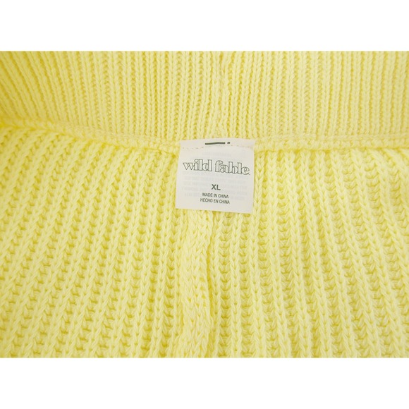 Wild Fable Knit Shorts Drawstring Ribbed Cotton Women XL Yellow - Picture 3 of 5